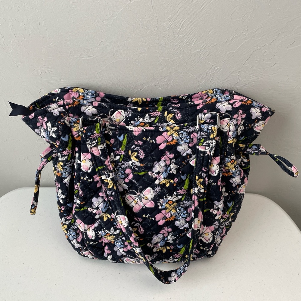 Vera Bradley Butterfly Black and Pink Floral Tote